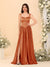 A-Line/Princess V-Neck Sleeveless Long Bridesmaid Dresses with Side Slit & Pleats