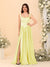 A-Line/Princess V-Neck Sleeveless Long Bridesmaid Dresses with Side Slit & Pleats