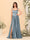 A-Line/Princess V-Neck Sleeveless Long Bridesmaid Dresses with Side Slit & Pleats