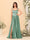 A-Line/Princess V-Neck Sleeveless Long Bridesmaid Dresses with Side Slit & Pleats