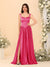 A-Line/Princess V-Neck Sleeveless Long Bridesmaid Dresses with Side Slit & Pleats