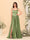 A-Line/Princess V-Neck Sleeveless Long Bridesmaid Dresses with Side Slit & Pleats