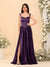 A-Line/Princess V-Neck Sleeveless Long Bridesmaid Dresses with Side Slit & Pleats