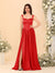 A-Line/Princess V-Neck Sleeveless Long Bridesmaid Dresses with Side Slit & Pleats