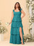 A-Line/Princess Scoop Sleeveless Floor-Length Bridesmaid Dresses With Ruffles & Side Slit