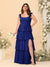 A-Line/Princess Scoop Sleeveless Floor-Length Bridesmaid Dresses With Ruffles & Side Slit