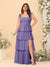 A-Line/Princess Scoop Sleeveless Floor-Length Bridesmaid Dresses With Ruffles & Side Slit
