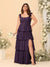 A-Line/Princess Scoop Sleeveless Floor-Length Bridesmaid Dresses With Ruffles & Side Slit