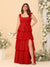 A-Line/Princess Scoop Sleeveless Floor-Length Bridesmaid Dresses With Ruffles & Side Slit