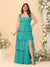 A-Line/Princess Scoop Sleeveless Floor-Length Bridesmaid Dresses With Ruffles & Side Slit