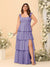 A-Line/Princess Scoop Sleeveless Floor-Length Bridesmaid Dresses With Ruffles & Side Slit