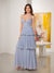 A-Line/Princess Spaghetti Straps Sleeveless Floor-Length Tiered Bridesmaid Dresses With  Pleats