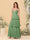 A-Line/Princess Spaghetti Straps Sleeveless Floor-Length Tiered Bridesmaid Dresses With  Pleats