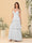 A-Line/Princess Spaghetti Straps Sleeveless Floor-Length Tiered Bridesmaid Dresses With  Pleats