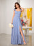 A-Line/Princess Square Neck Sleeveless Floor-Length Bridesmaid Dresses With Side Slit & Ruffles