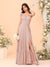 A-Line/Princess Square Neck Sleeveless Floor-Length Bridesmaid Dresses With Side Slit & Ruffles