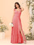 A-Line/Princess Square Neck Sleeveless Floor-Length Bridesmaid Dresses With Side Slit & Ruffles