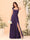 A-Line/Princess Square Neck Sleeveless Floor-Length Bridesmaid Dresses With Side Slit & Ruffles