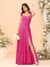 A-Line/Princess Square Neck Sleeveless Floor-Length Bridesmaid Dresses With Side Slit & Ruffles