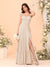 A-Line/Princess Square Neck Sleeveless Floor-Length Bridesmaid Dresses With Side Slit & Ruffles