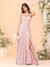 A-Line/Princess Square Neck Sleeveless Floor-Length Bridesmaid Dresses With Side Slit & Ruffles