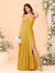 A-Line/Princess Square Neck Sleeveless Floor-Length Bridesmaid Dresses With Side Slit & Ruffles