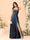 A-Line/Princess Square Neck Sleeveless Floor-Length Bridesmaid Dresses With Side Slit & Ruffles