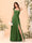 A-Line/Princess Square Neck Sleeveless Floor-Length Bridesmaid Dresses With Side Slit & Ruffles