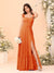 A-Line/Princess Square Neck Sleeveless Floor-Length Bridesmaid Dresses With Side Slit & Ruffles