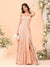 A-Line/Princess Square Neck Sleeveless Floor-Length Bridesmaid Dresses With Side Slit & Ruffles