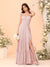A-Line/Princess Square Neck Sleeveless Floor-Length Bridesmaid Dresses With Side Slit & Ruffles