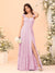 A-Line/Princess Square Neck Sleeveless Floor-Length Bridesmaid Dresses With Side Slit & Ruffles