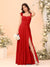 A-Line/Princess Square Neck Sleeveless Floor-Length Bridesmaid Dresses With Side Slit & Ruffles