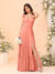 A-Line/Princess Square Neck Sleeveless Floor-Length Bridesmaid Dresses With Side Slit & Ruffles