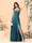 A-Line/Princess Square Neck Sleeveless Floor-Length Bridesmaid Dresses With Side Slit & Ruffles