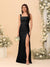 Sheath/Column Square Neck Sleeveless Floor-Length Ruched Bridesmaid Dresses With Side Slit
