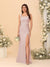Sheath/Column Square Neck Sleeveless Floor-Length Ruched Bridesmaid Dresses With Side Slit