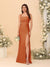 Sheath/Column Square Neck Sleeveless Floor-Length Ruched Bridesmaid Dresses With Side Slit