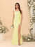Sheath/Column Square Neck Sleeveless Floor-Length Ruched Bridesmaid Dresses With Side Slit