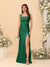 Sheath/Column Square Neck Sleeveless Floor-Length Ruched Bridesmaid Dresses With Side Slit