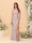 Sheath/Column Square Neck Sleeveless Floor-Length Ruched Bridesmaid Dresses With Side Slit