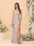 Sheath/Column Square Neck Sleeveless Floor-Length Ruched Bridesmaid Dresses With Side Slit