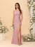 Sheath/Column Square Neck Sleeveless Floor-Length Ruched Bridesmaid Dresses With Side Slit