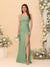 Sheath/Column Square Neck Sleeveless Floor-Length Ruched Bridesmaid Dresses With Side Slit