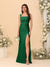 Sheath/Column Square Neck Sleeveless Floor-Length Ruched Bridesmaid Dresses With Side Slit