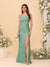 Sheath/Column Square Neck Sleeveless Floor-Length Ruched Bridesmaid Dresses With Side Slit