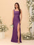 Sheath/Column Square Neck Sleeveless Floor-Length Ruched Bridesmaid Dresses With Side Slit