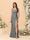 Sheath/Column Square Neck Sleeveless Floor-Length Ruched Bridesmaid Dresses With Side Slit