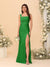 Sheath/Column Square Neck Sleeveless Floor-Length Ruched Bridesmaid Dresses With Side Slit