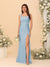Sheath/Column Square Neck Sleeveless Floor-Length Ruched Bridesmaid Dresses With Side Slit